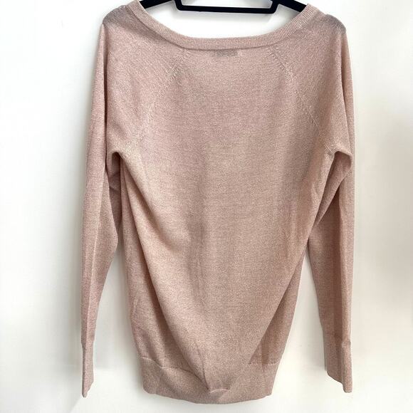 Equipment Femme Pink Small Shimmer Wool Blend Metallic V-Neck Light Sweater - Picture 6 of 7